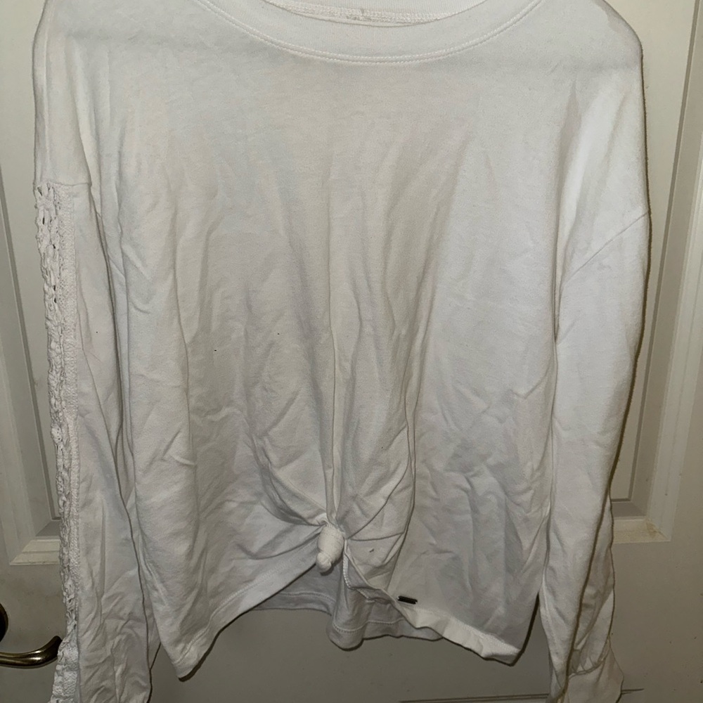 Hollister White Long Sleeve Top with Knot Detail